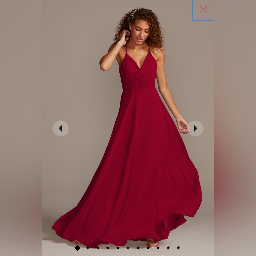 spaghetti strap full skirt bridesmaid dress - Apple